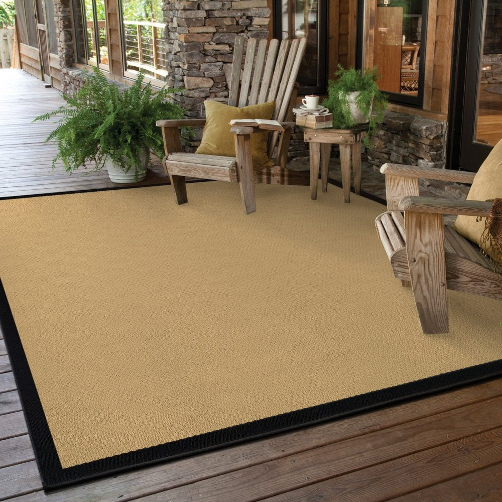 5' X 8' Beige And Black Indoor Outdoor Area Rug
