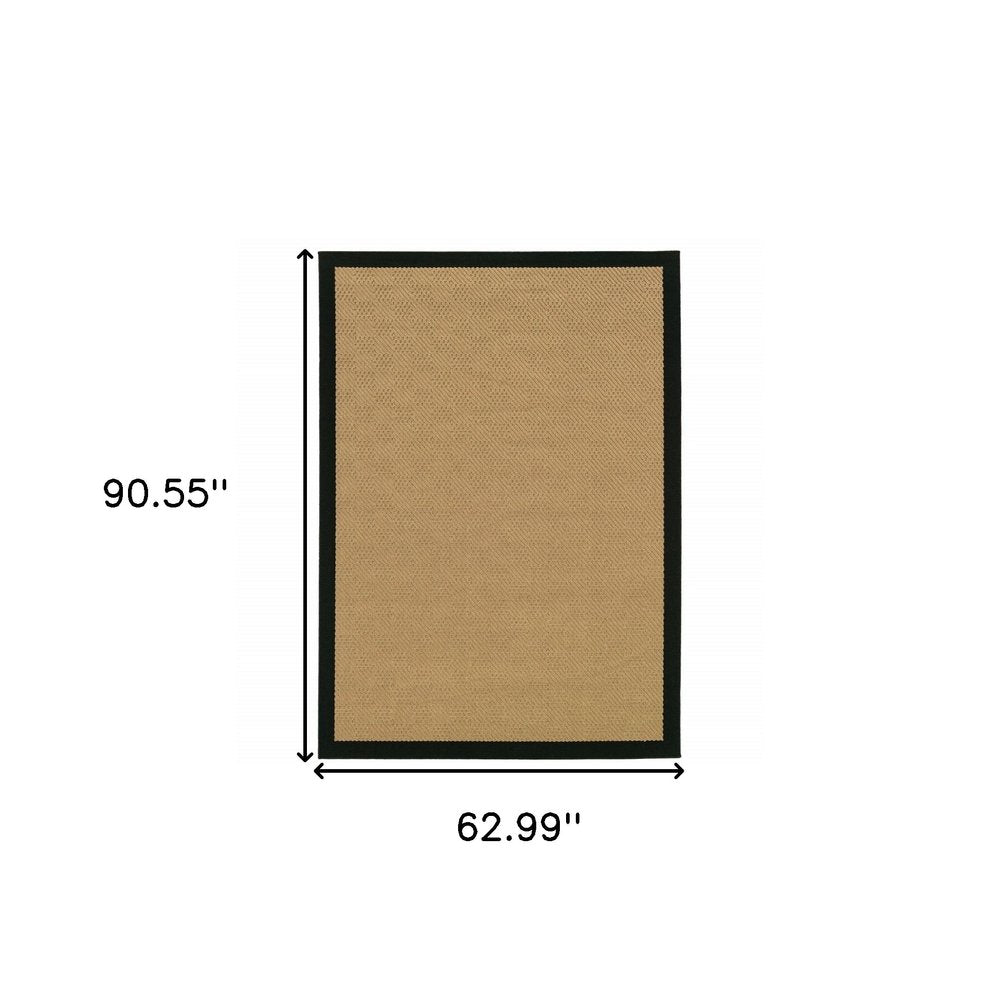 5' X 8' Beige And Black Indoor Outdoor Area Rug