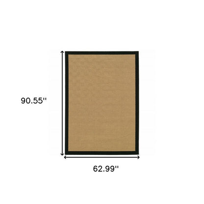 5' X 8' Beige And Black Indoor Outdoor Area Rug