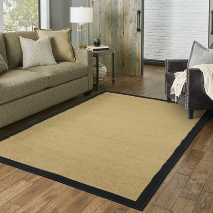 5' X 8' Beige And Black Indoor Outdoor Area Rug
