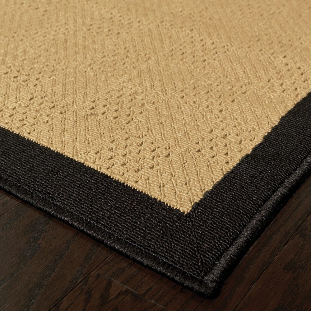 5' X 8' Beige And Black Indoor Outdoor Area Rug