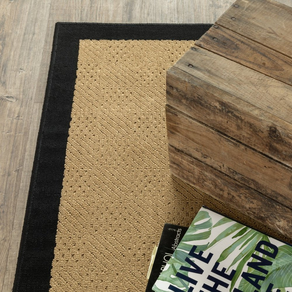 5' X 8' Beige And Black Indoor Outdoor Area Rug