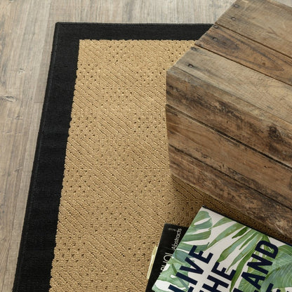 5' X 8' Beige And Black Indoor Outdoor Area Rug