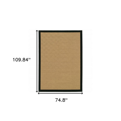 5' X 8' Beige And Black Indoor Outdoor Area Rug