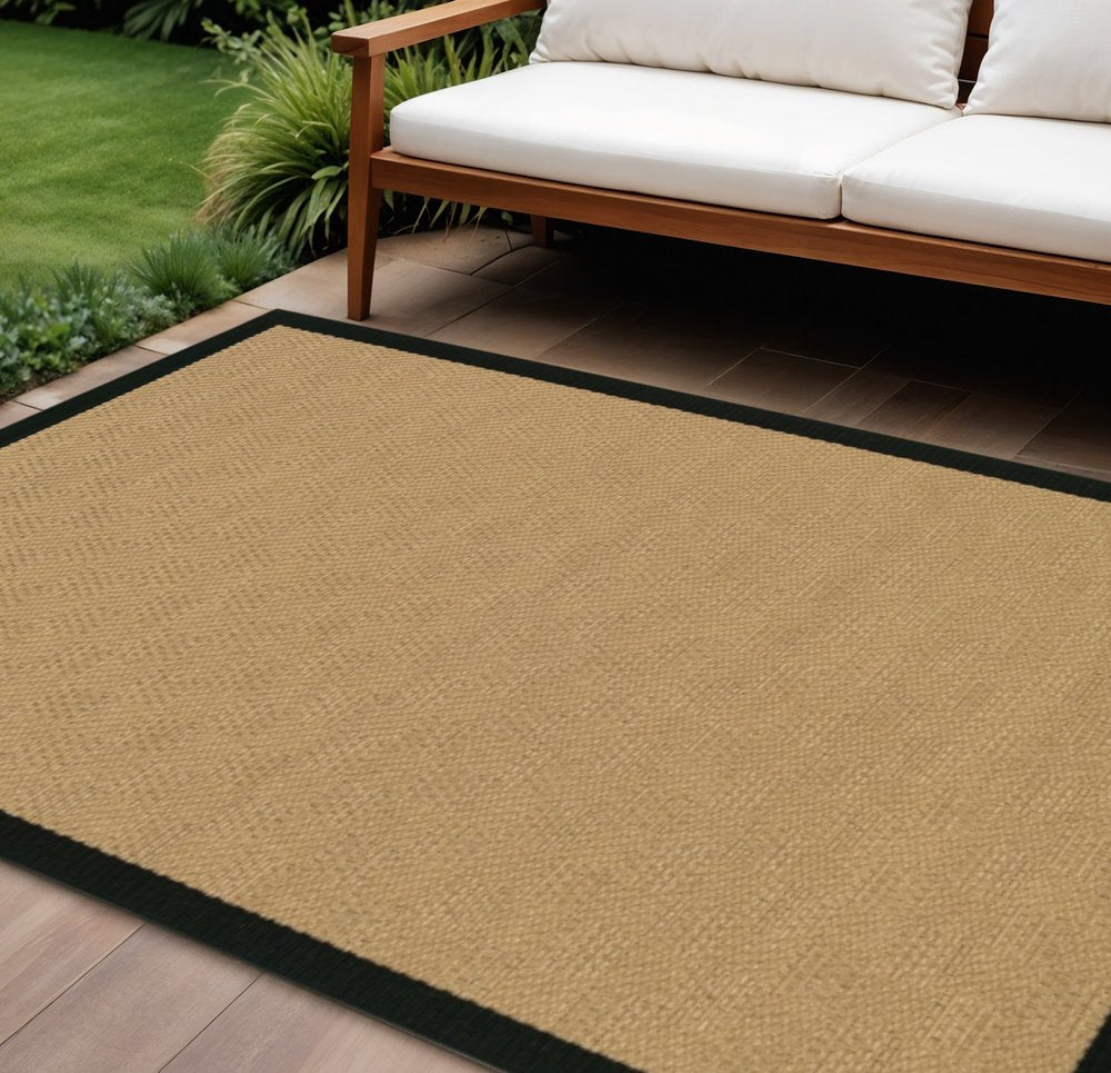5' X 8' Beige And Black Indoor Outdoor Area Rug
