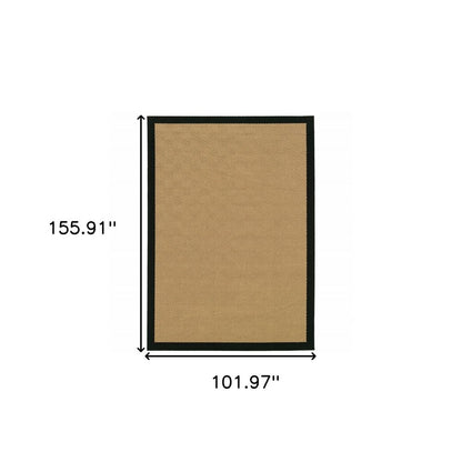 5' X 8' Beige And Black Indoor Outdoor Area Rug