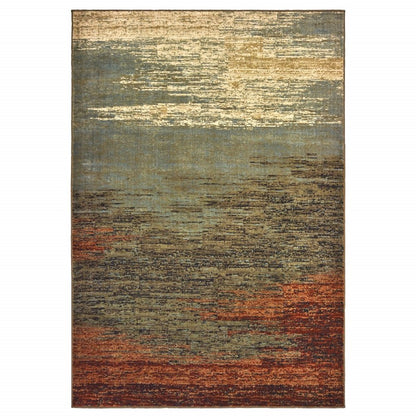 3' X 5' Blue And Brown Distressed Area Rug