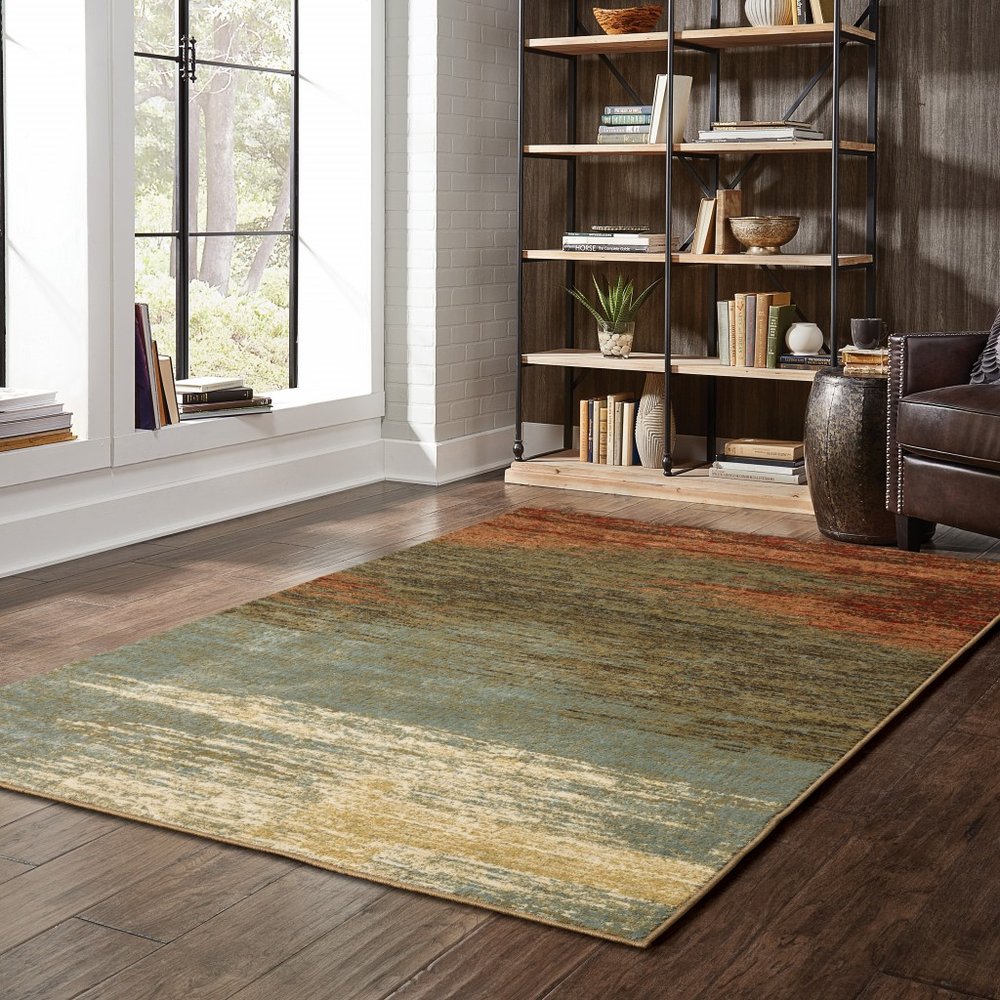 3' X 5' Blue And Brown Distressed Area Rug