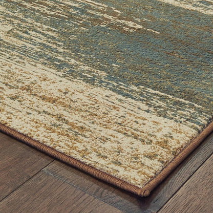 3' X 5' Blue And Brown Distressed Area Rug