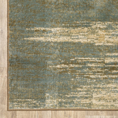 3' X 5' Blue And Brown Distressed Area Rug