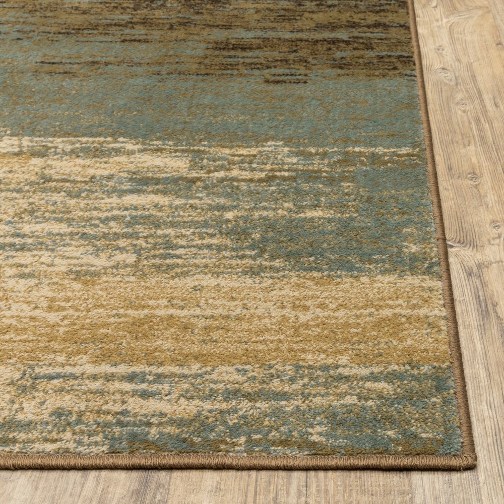 3' X 5' Blue And Brown Distressed Area Rug
