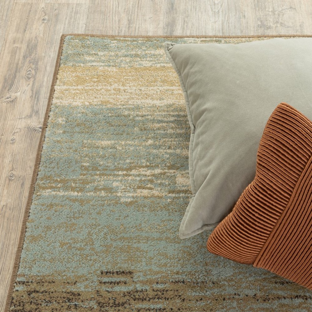 3' X 5' Blue And Brown Distressed Area Rug