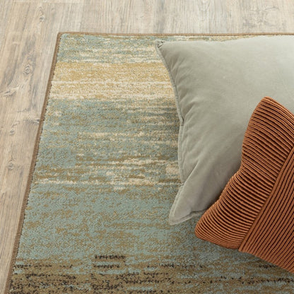 3' X 5' Blue And Brown Distressed Area Rug