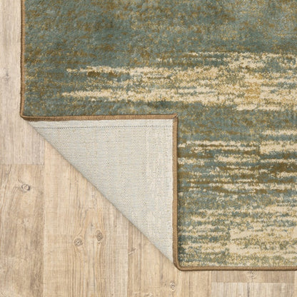 3' X 5' Blue And Brown Distressed Area Rug