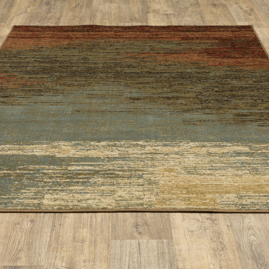 8' X 10' Blue And Brown Distressed Area Rug