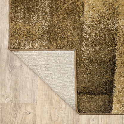 5' X 7' Brown And Beige Distressed Blocks Area Rug