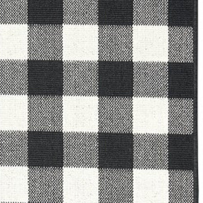 8' Black And Ivory Indoor Outdoor Runner Rug