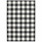 8' Black And Ivory Indoor Outdoor Runner Rug