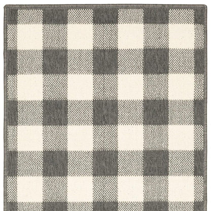 4' X 6' Gray and Ivory Indoor Outdoor Area Rug