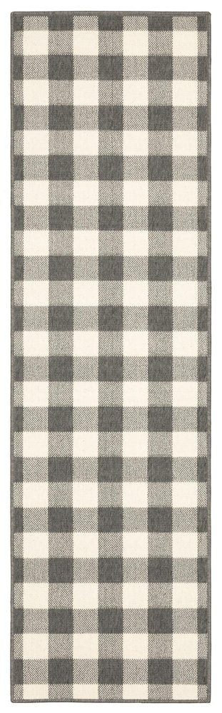 4' X 6' Gray and Ivory Indoor Outdoor Area Rug