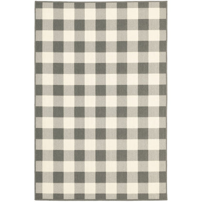 2' X 4' Gray And Ivory Indoor Outdoor Area Rug