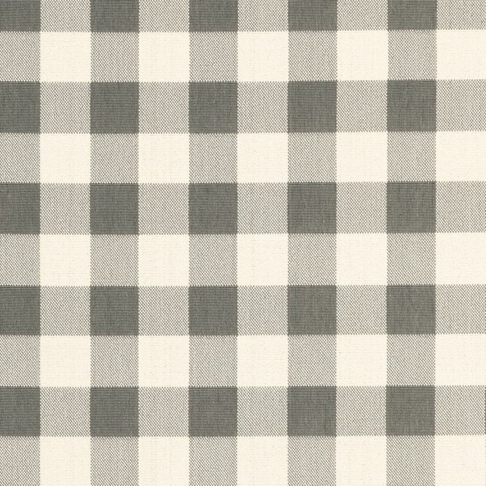 8' Gray And Ivory Round Gingham Indoor Outdoor Area Rug