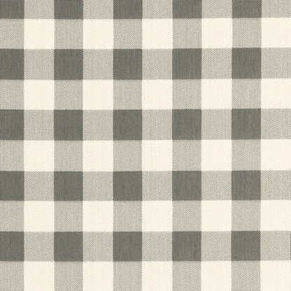 8' Gray And Ivory Round Gingham Indoor Outdoor Area Rug