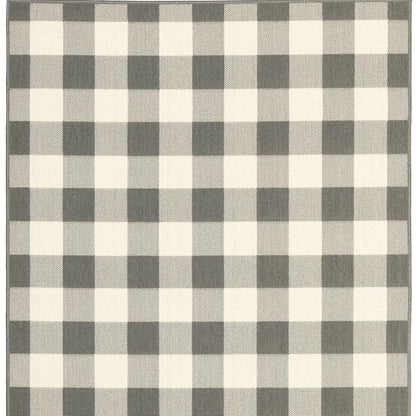 4' X 6' Gray and Ivory Indoor Outdoor Area Rug