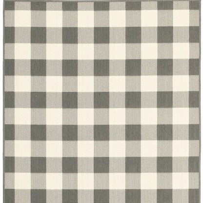 2' X 4' Gray And Ivory Indoor Outdoor Area Rug