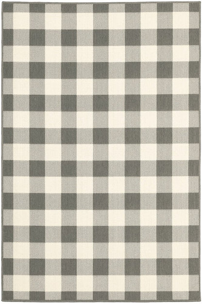 2' X 4' Gray And Ivory Indoor Outdoor Area Rug
