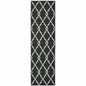8' Black And Ivory Indoor Outdoor Runner Rug