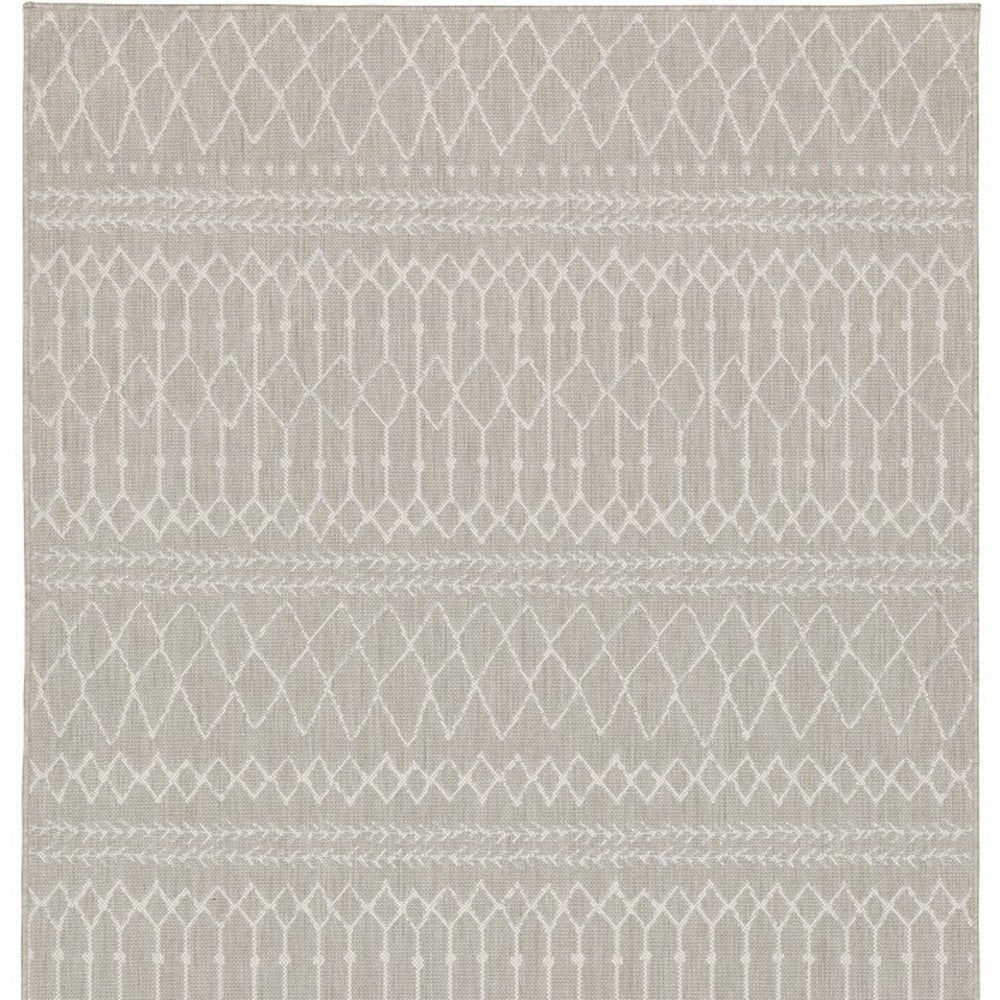 10' X 13' Gray And Ivory Indoor Outdoor Area Rug