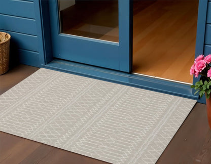 10' X 13' Gray And Ivory Indoor Outdoor Area Rug