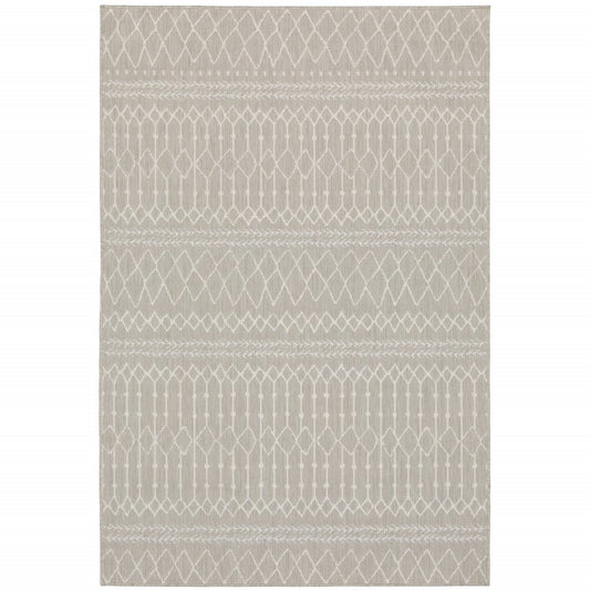 10' X 13' Gray And Ivory Indoor Outdoor Area Rug