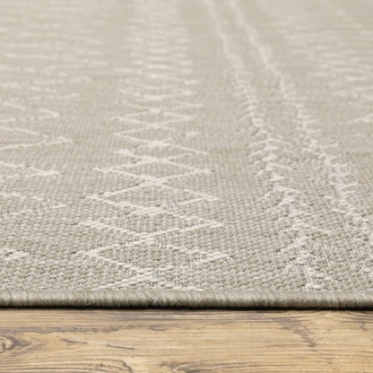 10' X 13' Gray And Ivory Indoor Outdoor Area Rug