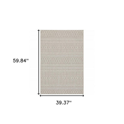 10' X 13' Gray And Ivory Indoor Outdoor Area Rug