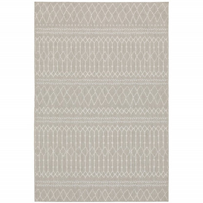 10' X 13' Gray And Ivory Indoor Outdoor Area Rug
