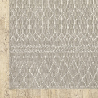 10' X 13' Gray And Ivory Indoor Outdoor Area Rug