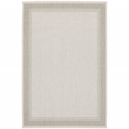 8' X 10' Gray And Ivory Indoor Outdoor Area Rug
