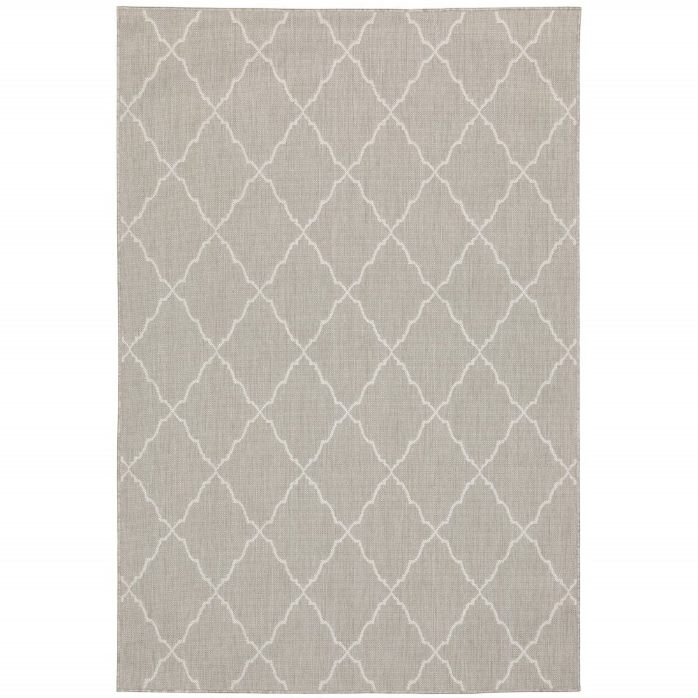 7' X 9' Gray And Ivory Indoor Outdoor Area Rug