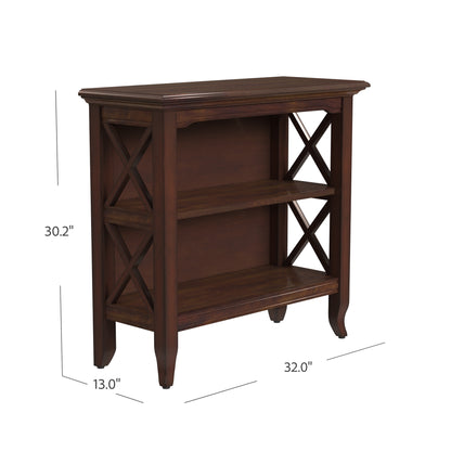 30" Brown Wood Two Tier Bookcase