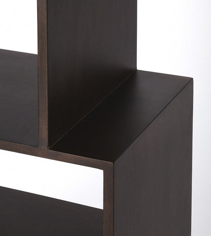 48" Dark Brown Wood Three Tier Bookcase