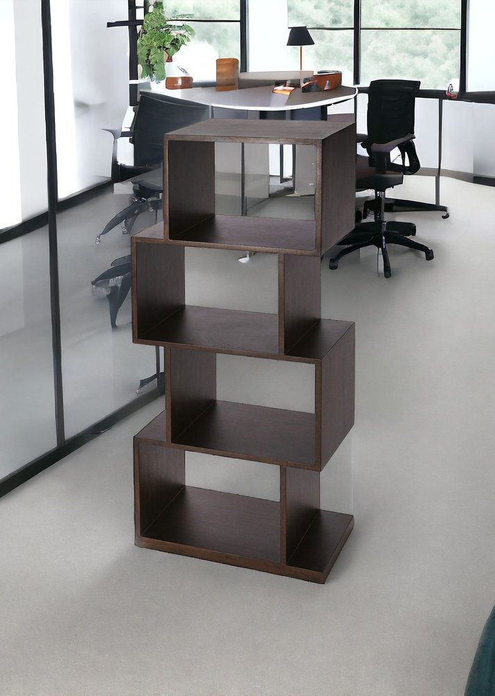 48" Dark Brown Wood Three Tier Bookcase