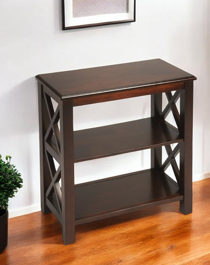 25" Dark Brown Two Tier Standard Bookcase