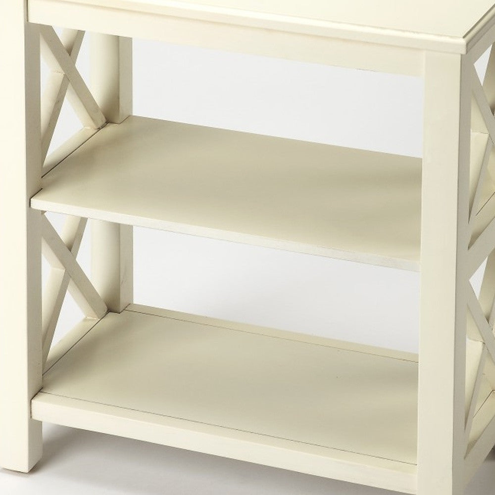 25" White Wood Bookcase