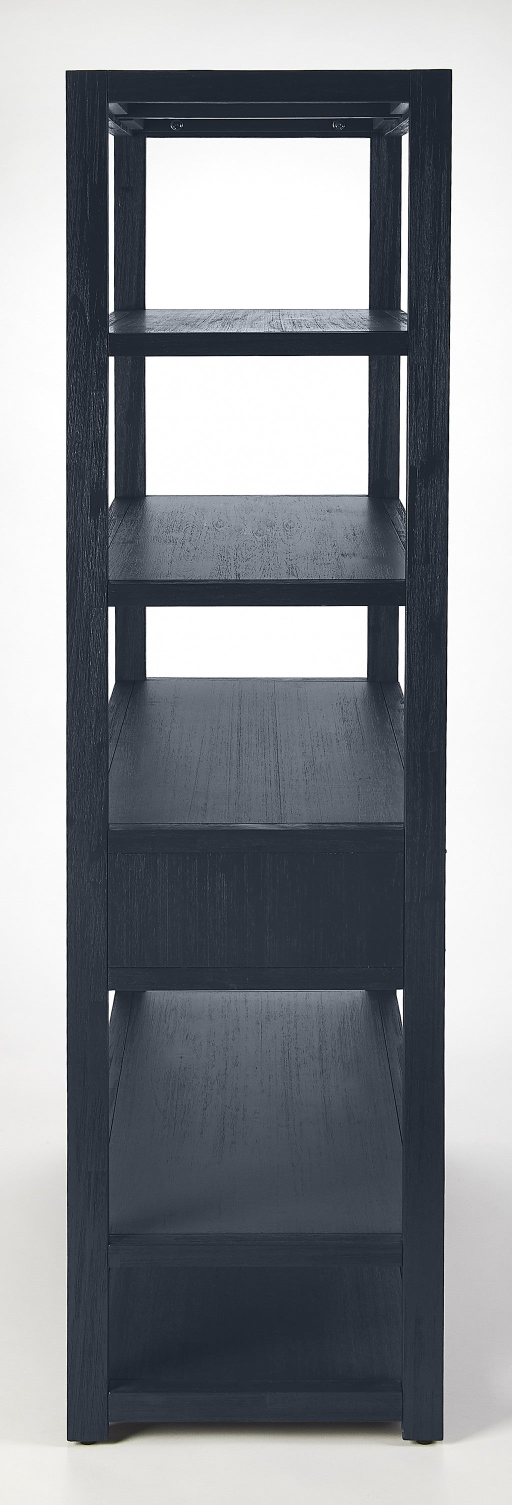 70" Navy Blue Five Tier Standard Bookcase With One Drawer