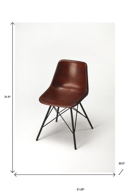 21" Brown and Black Faux Leather Side Chair