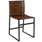 17" Brown and Black Faux Leather Side Chair