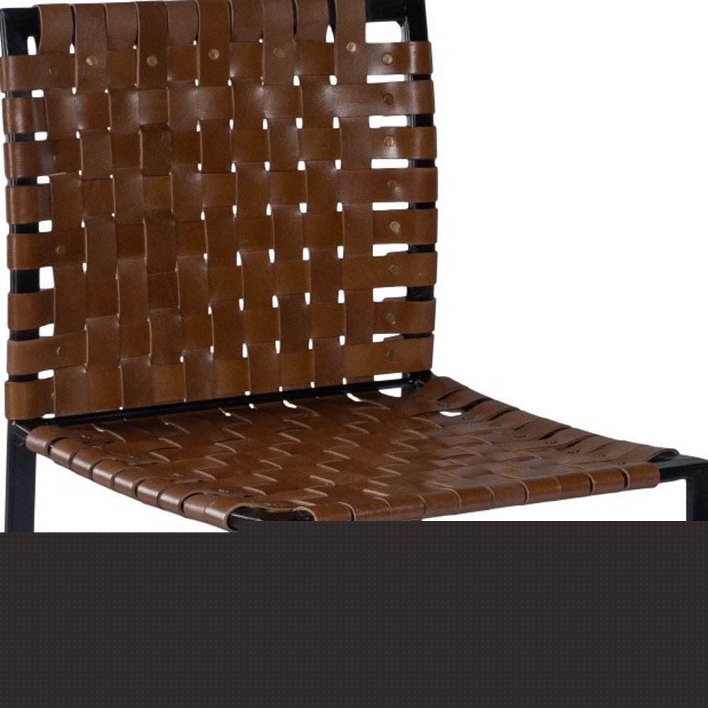 17" Brown and Black Faux Leather Side Chair