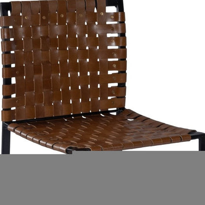 17" Brown and Black Faux Leather Side Chair